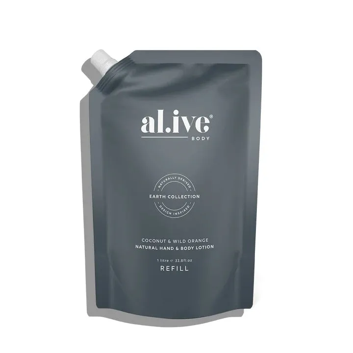 Al.ive Body 1 Litre Lotion Refill - Coconut & Wild Orange