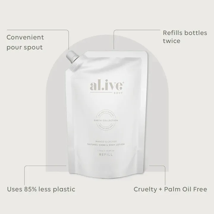 Al.ive Body 1 Litre Lotion Refill - Mango & Lychee