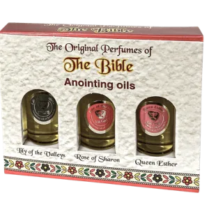 Anointing Oil Israel Trio of 10 ml - Lily of the Valleys, Rose of Sharon, Queen Esther