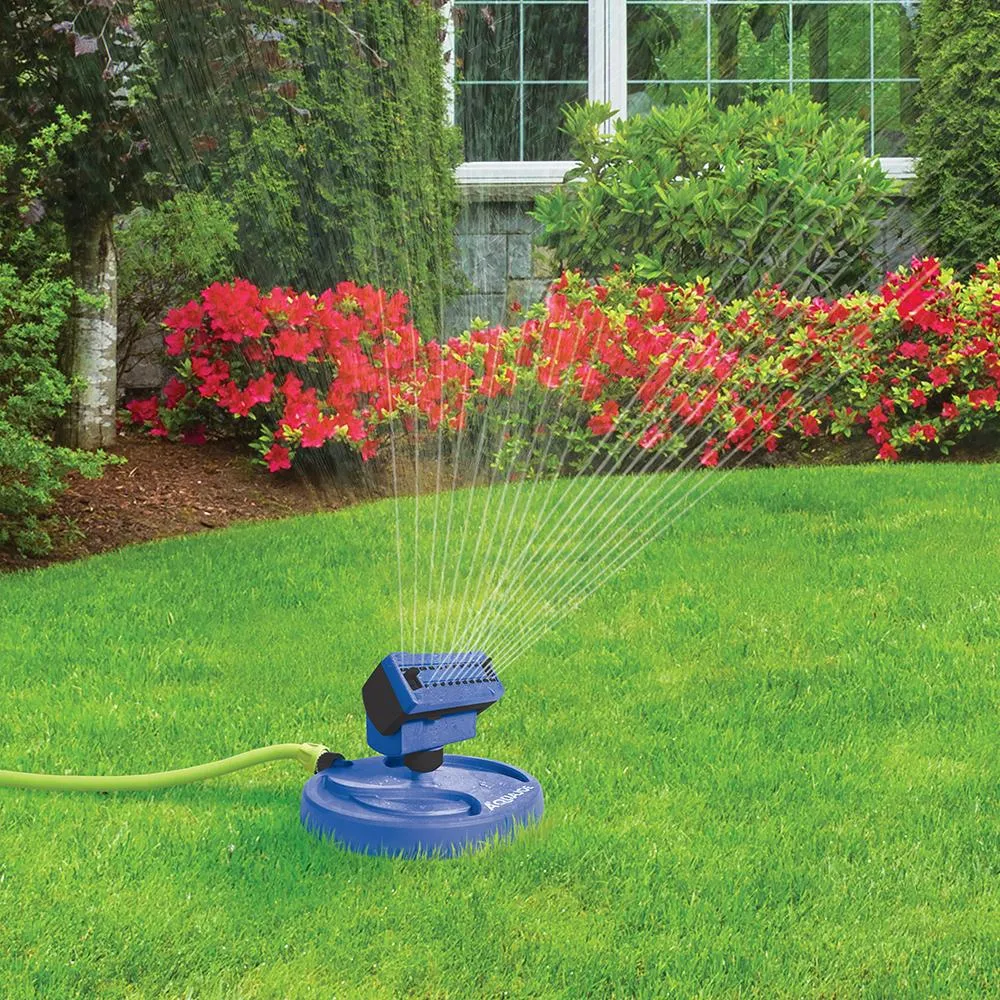 Aqua Joe AJ-OSPR20-SJB 20-Nozzle Max Coverage Adjustable Gear Driven Oscillating Sprinkler on Sled Base (Blue)