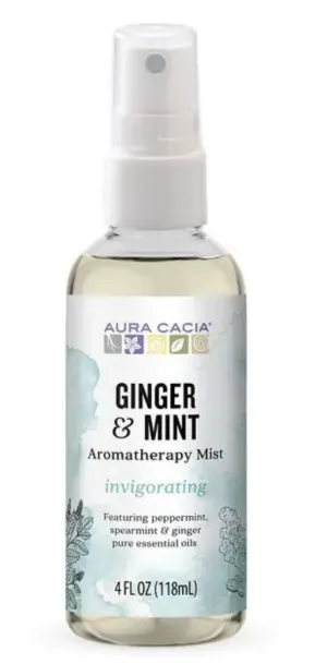 Aura Cacia Aromatherapy Mist Invigorating Ginger Mint 4 fl oz Spray