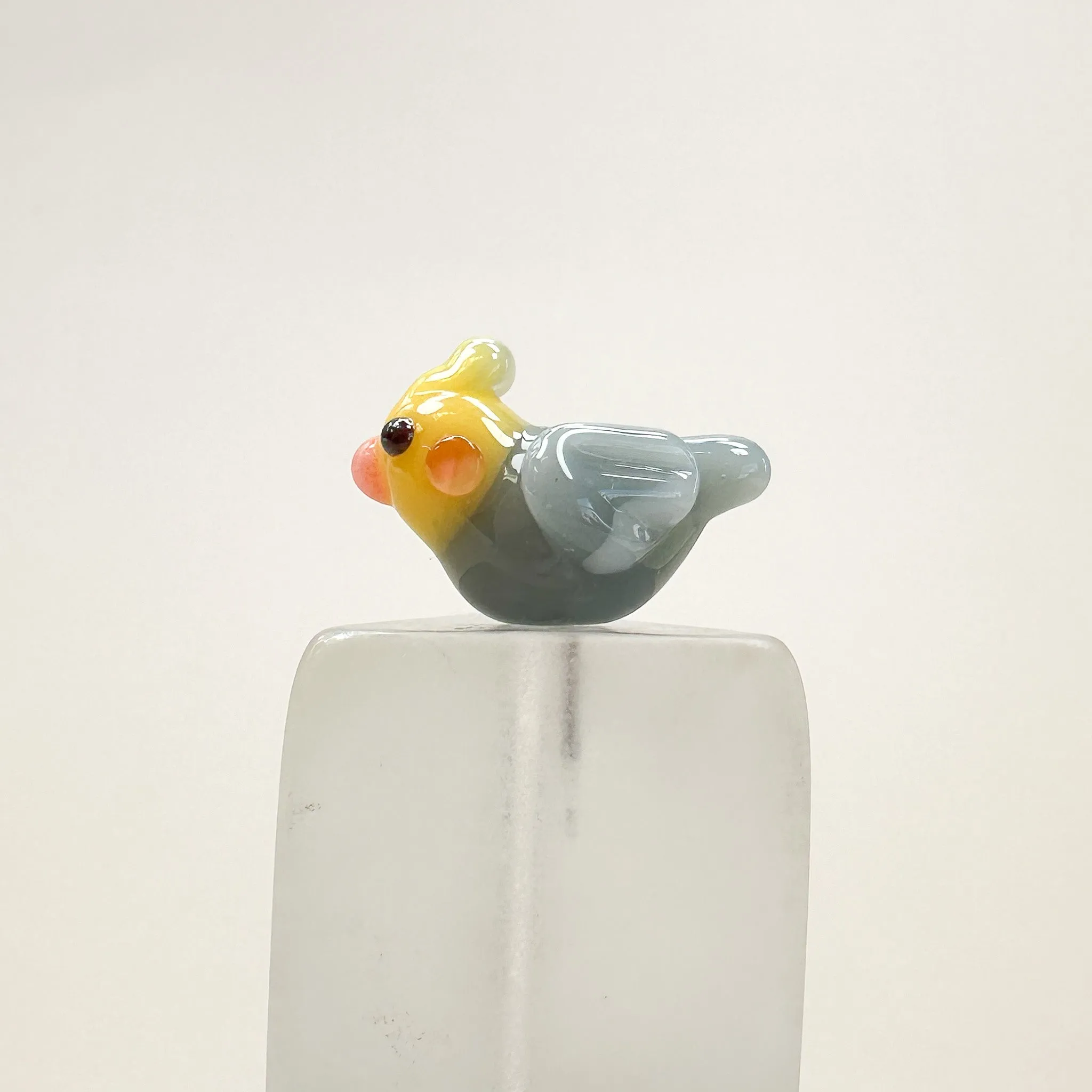Chibi Handmade Glass Beads - Bird Shape Cockatiel (2 Color Options) (LB214)