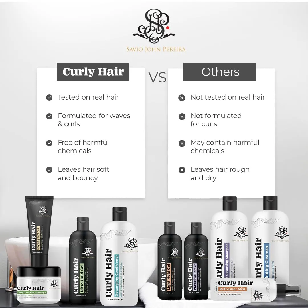 Curly Hair Plumping Primer and Refresher Mist Combo | Frizzy and Curly Hair Products | Hair spray | Hair care for curly hair | Magic hair care for curls | Created by Savio John Pereira (pack of 2)