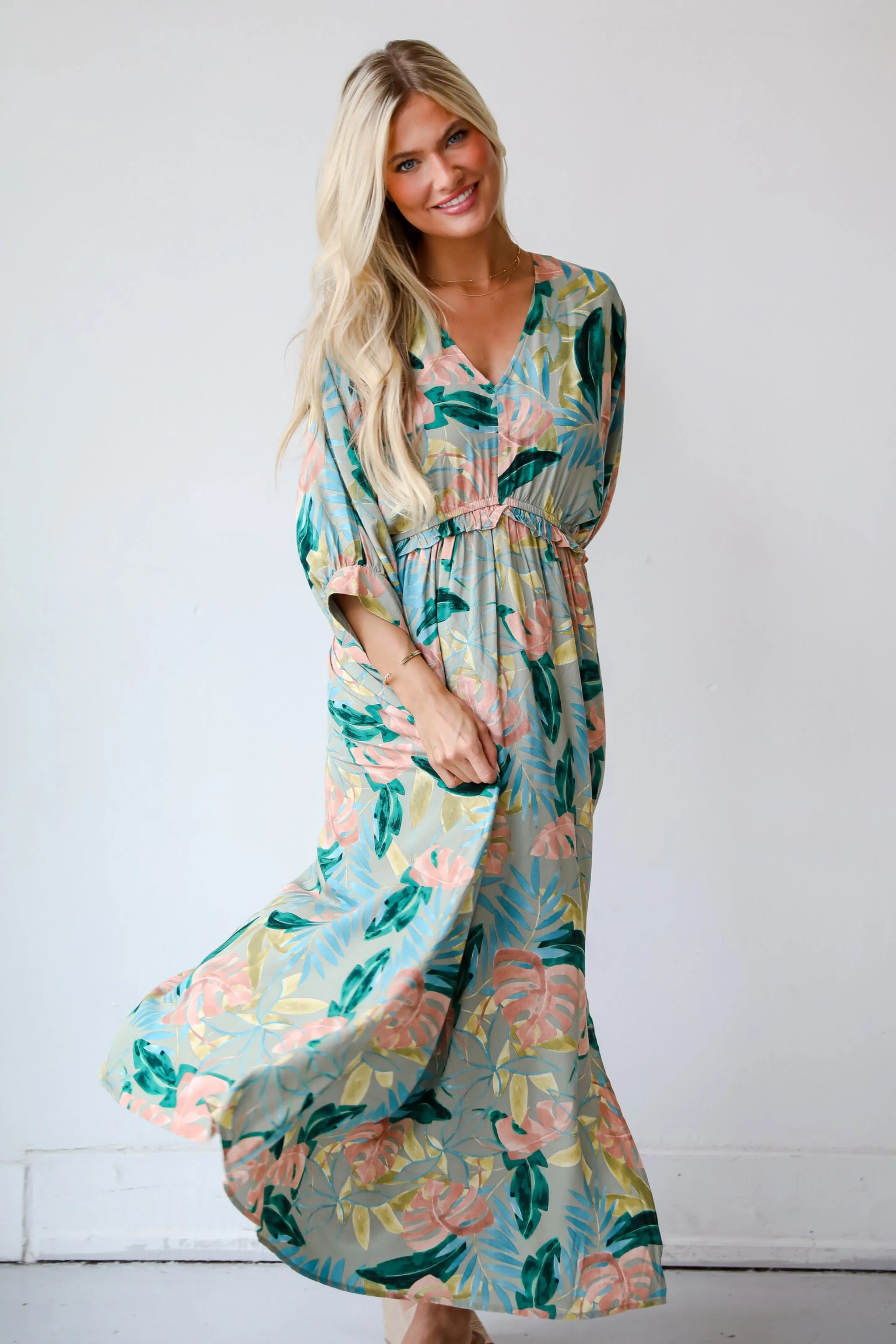 FINAL SALE - Bound For Paradise Sage Maxi Dress