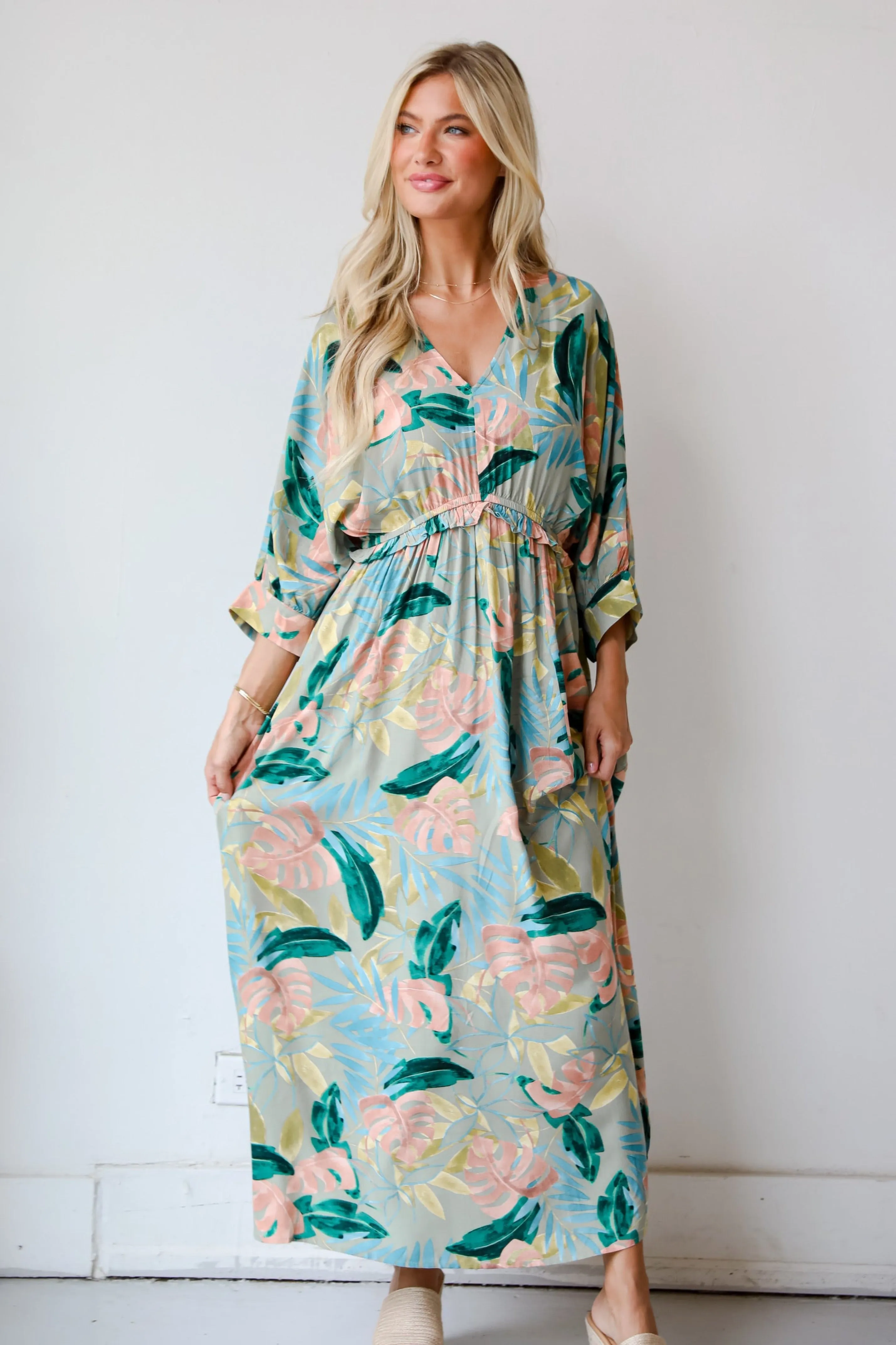 FINAL SALE - Bound For Paradise Sage Maxi Dress