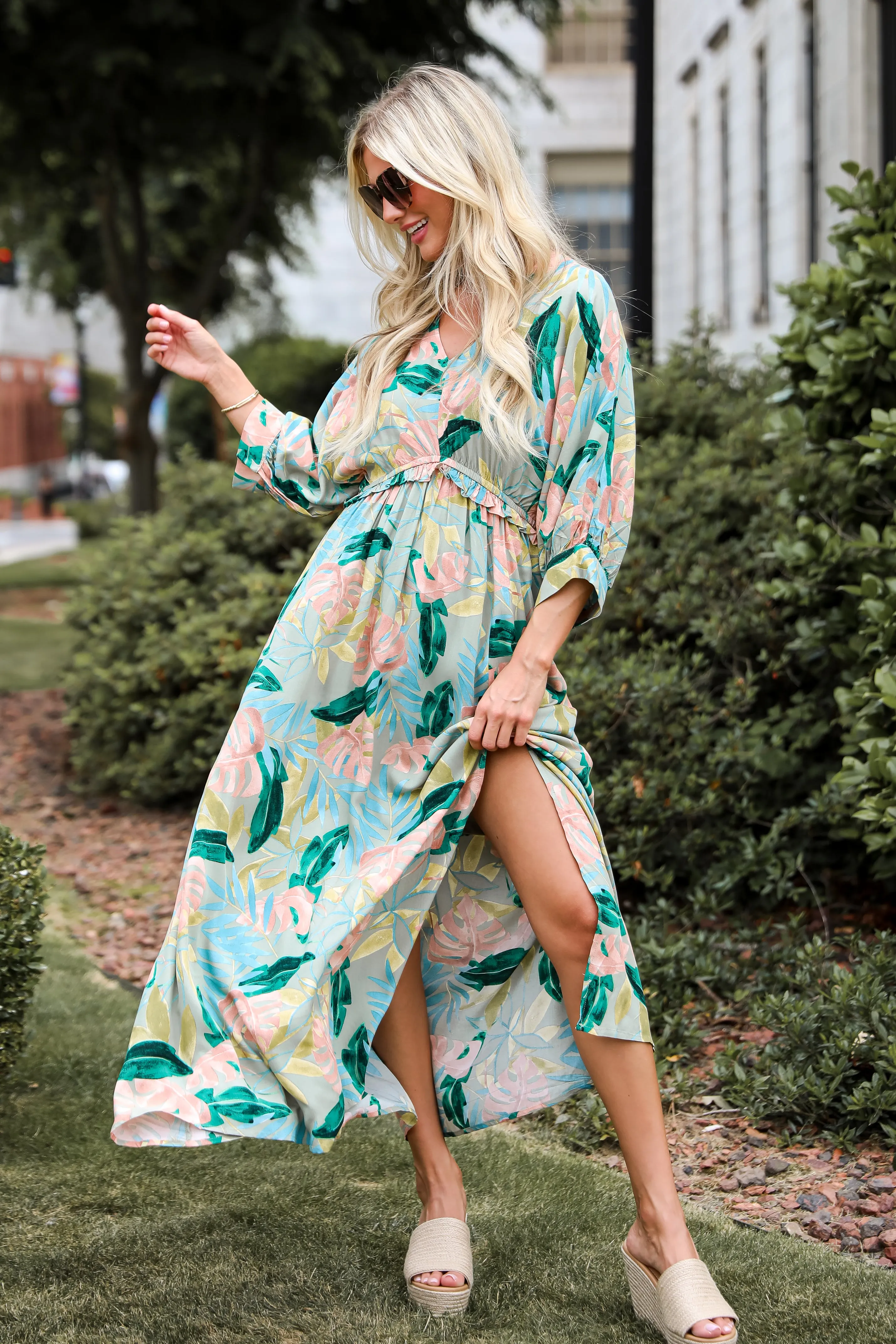 FINAL SALE - Bound For Paradise Sage Maxi Dress