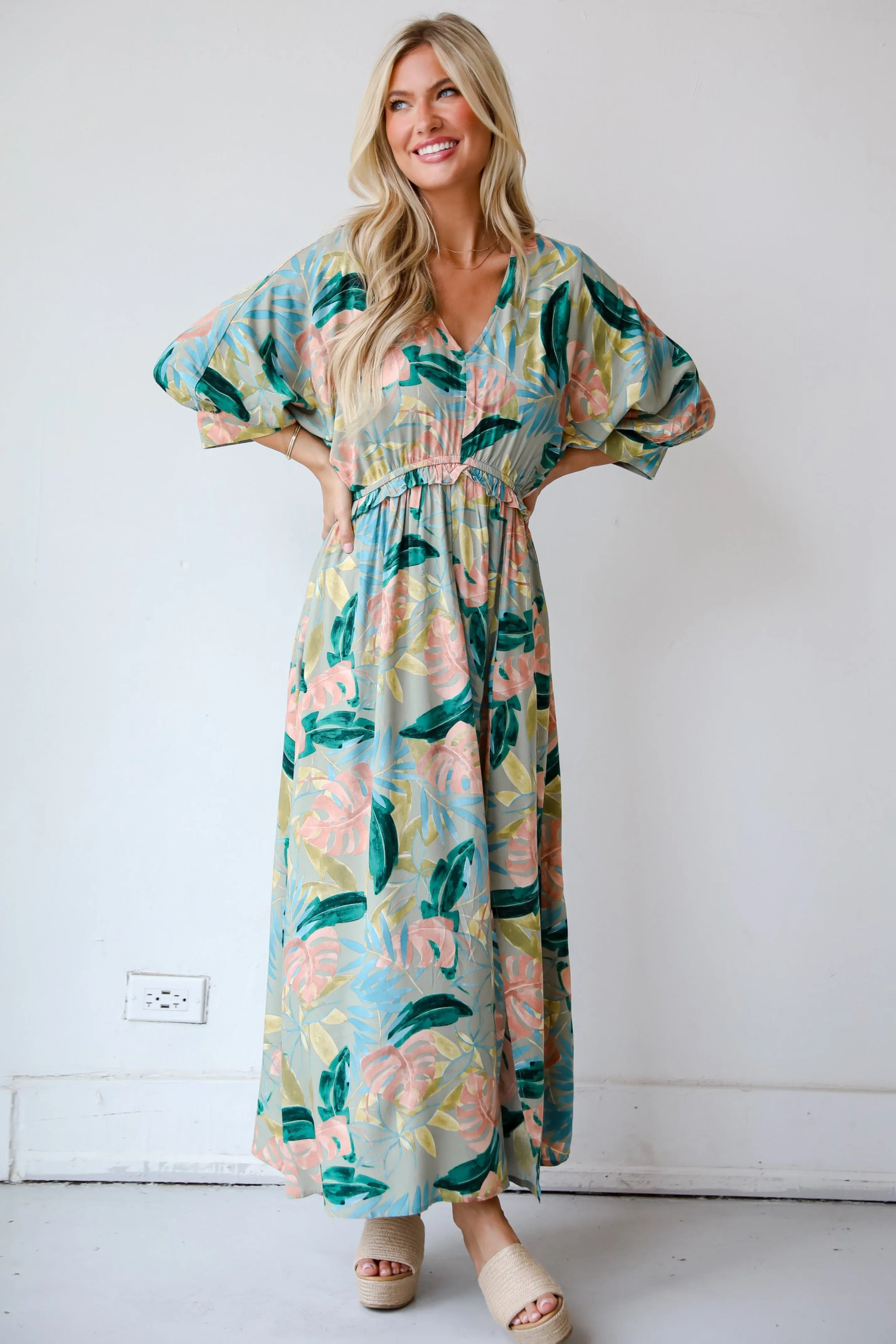 FINAL SALE - Bound For Paradise Sage Maxi Dress