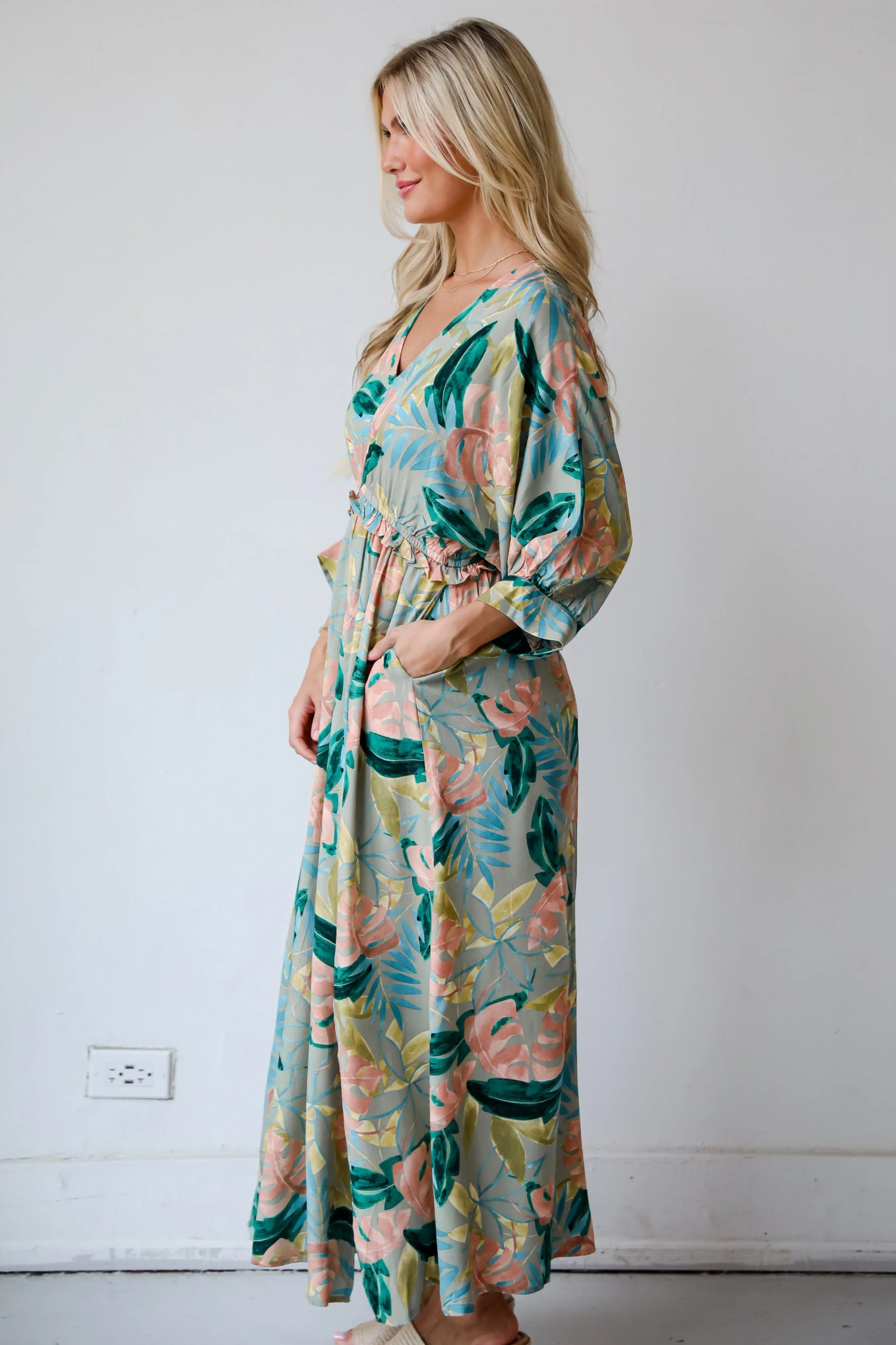 FINAL SALE - Bound For Paradise Sage Maxi Dress