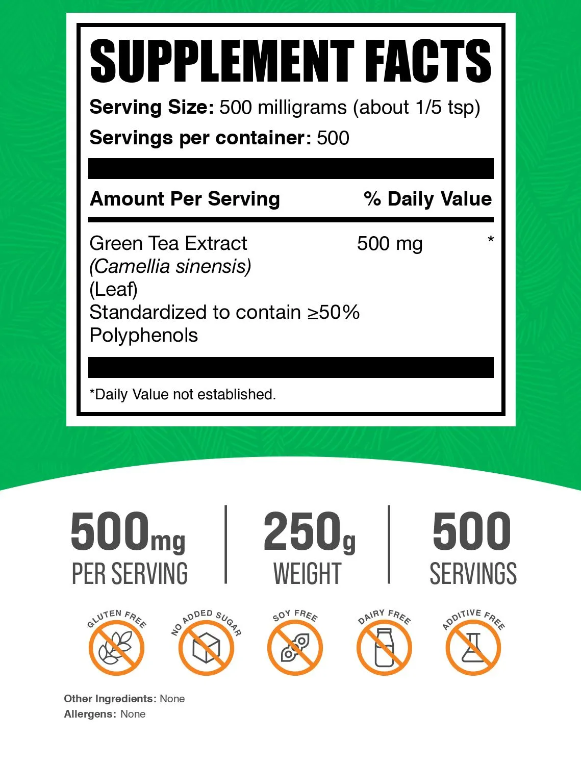 Green Tea Extract (50% Polyphenols) Powder
