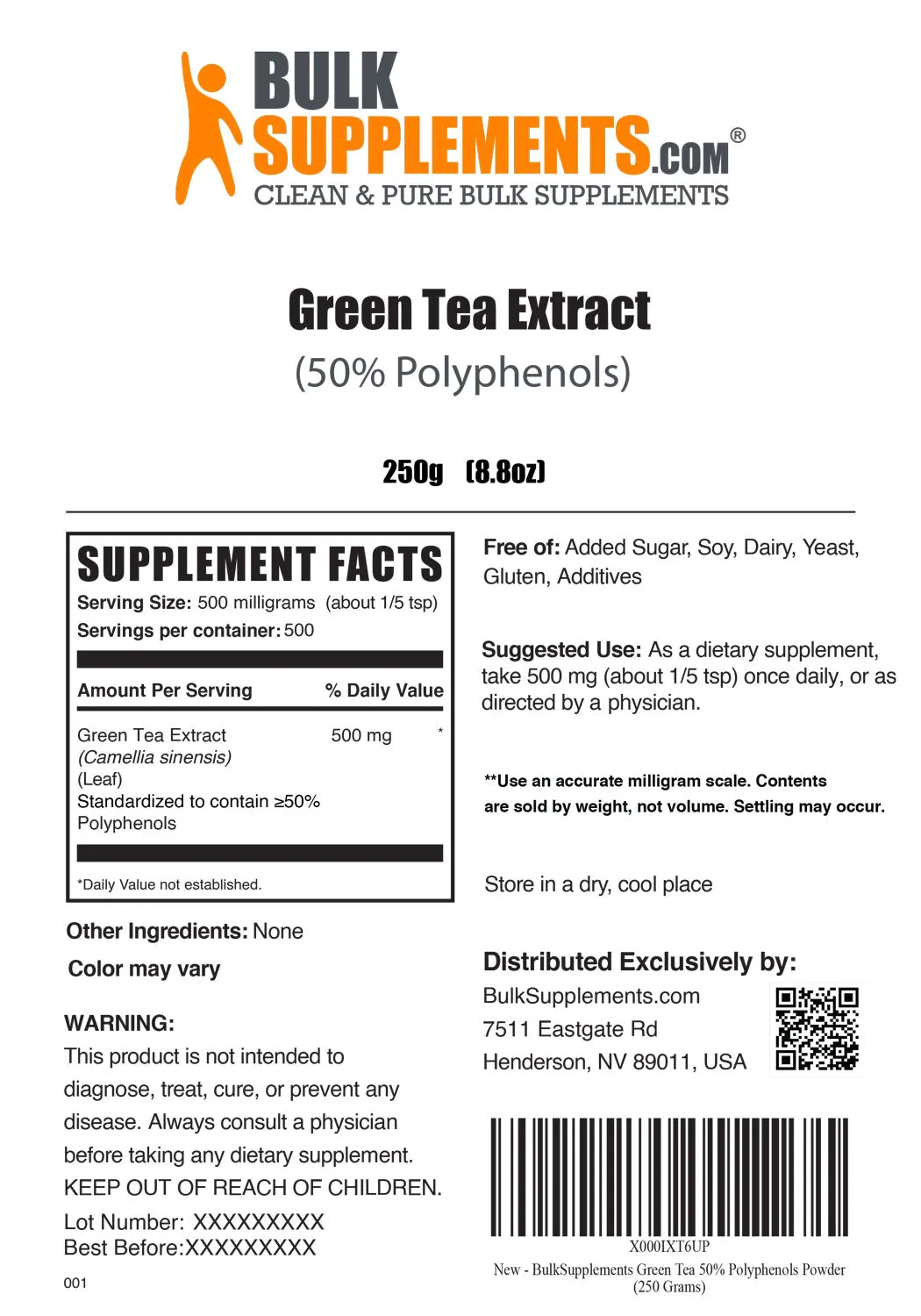 Green Tea Extract (50% Polyphenols) Powder