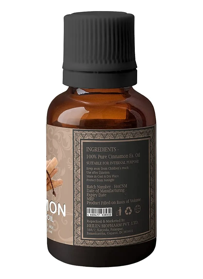 Heilen Biopharm Cinnamon Essential Oils - 15 mL Per Bottle Pack of 1, For Aromatherapy & Digestive support