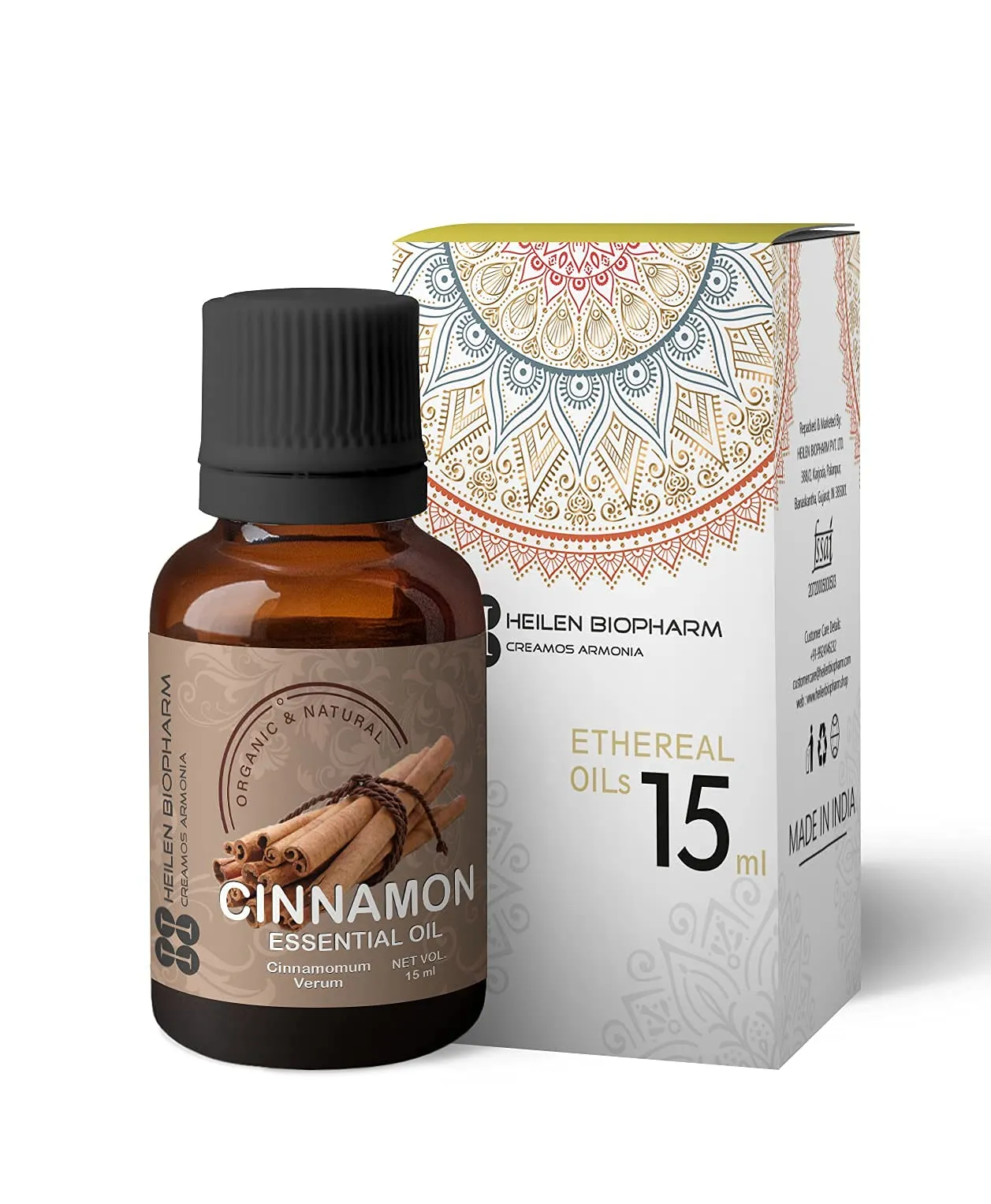 Heilen Biopharm Cinnamon Essential Oils - 15 mL Per Bottle Pack of 1, For Aromatherapy & Digestive support