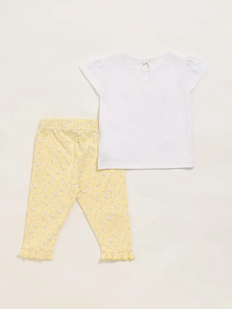 HOP Baby White T-Shirt & Pants Set