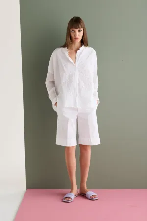 Long Sleeve Shirt with Mandarin Collar Garment Dyed 67XU 3259