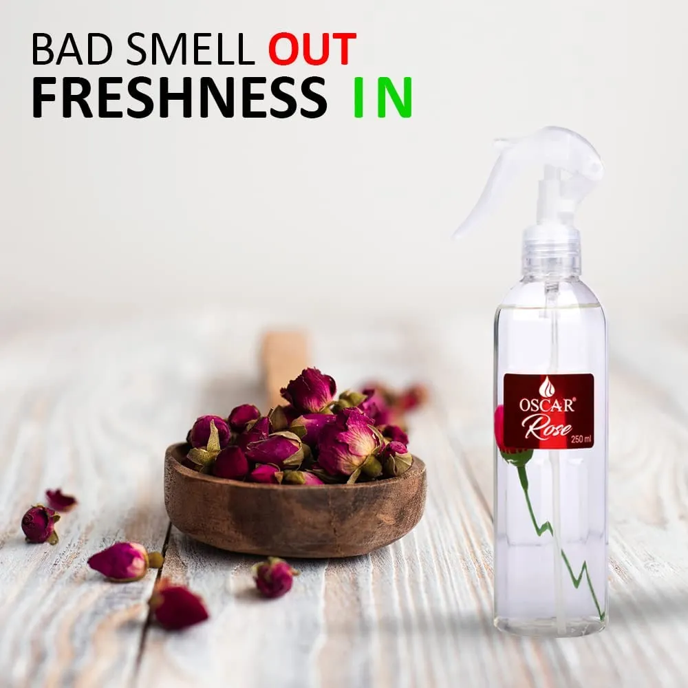 Oscar Natural Rose Air Freshener Spray | Air Freshener for Home, Bathroom, Office & Car | Long Lasting Natural Floral Rose Fragrance | Floral Room Freshener Spray | 250ml