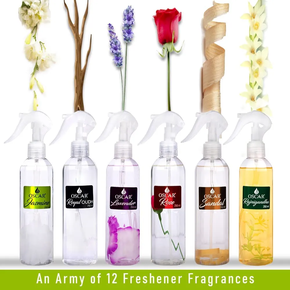 Oscar Natural Rose Air Freshener Spray | Air Freshener for Home, Bathroom, Office & Car | Long Lasting Natural Floral Rose Fragrance | Floral Room Freshener Spray | 250ml