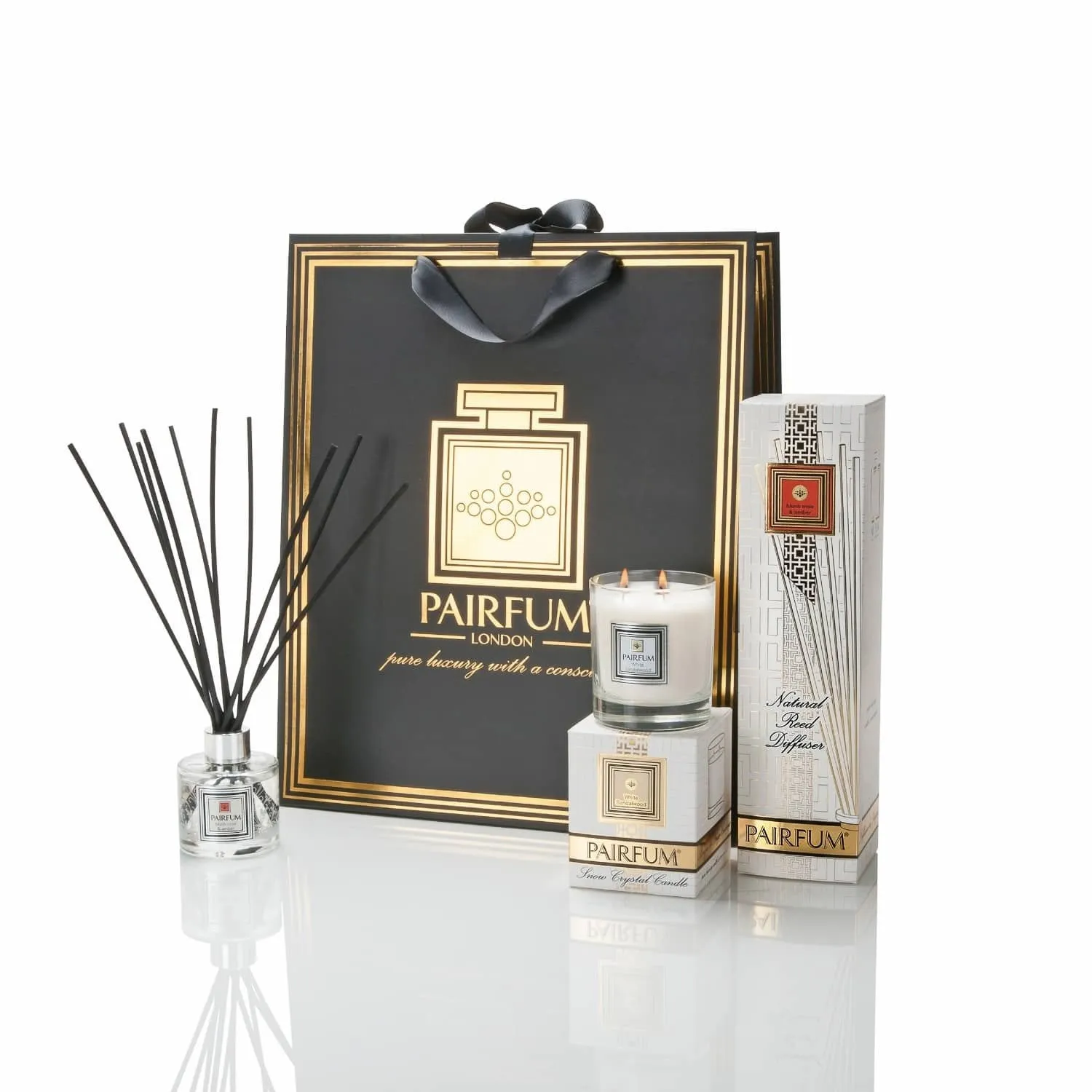 Pairfum London Luxury Reed Diffuser ‘eau de parfum’ 100 ml White Lavender - 10 Black Reeds
