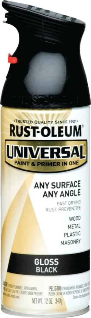 Rust-Oleum 245196 Enamel Spray Paint, Gloss, Black, 12 oz, Can :CAN: QUANTITY: 1