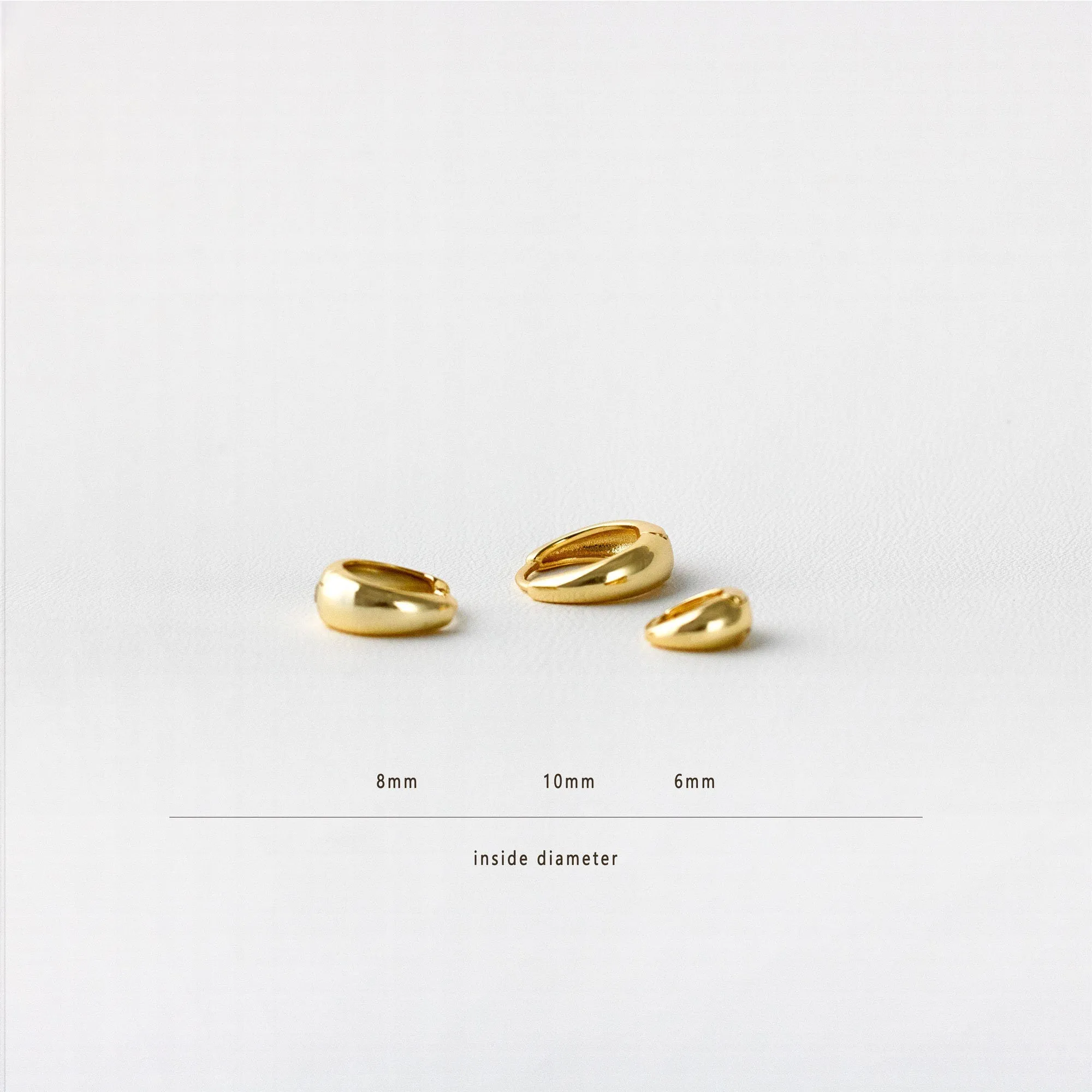 Tapered Hoop Earrings, Huggies, Unisex, Gold, Silver SHEMISLI - SH316, SH318, SH320