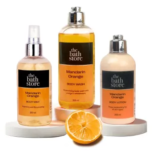 The Bath Store Mandarin Orange Pack of 3 | Body Wash Combo (Body Wash   Body Mist   Body Lotion) | For Women & Men | Body Wash, Body Mist & Body Lotion For All Skin Types
