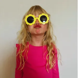 Yellow   Pink floral kids sunglasses