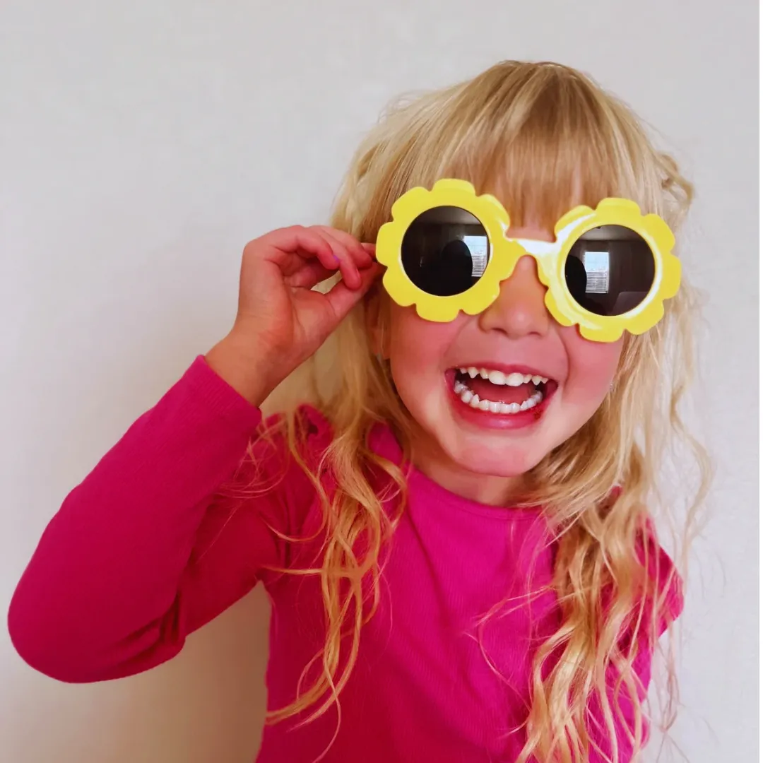 Yellow   Pink floral kids sunglasses